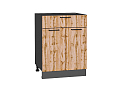Шкаф нижний с 2-мя дверцами и ящиком Флэт (816х600х478) graphite/wotan oak 2s