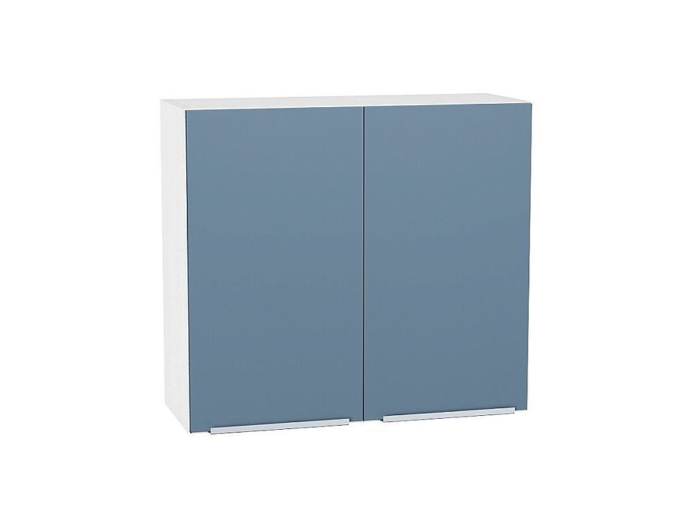 Шкаф верхний с 2-мя дверцами Фьюжн (716х800х320) Белый/silky blue