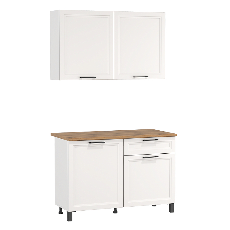 Шкаф навесной Римини (1200) белый/ДВПО белый/ПВХ белый О/профиль ПВХ белый О