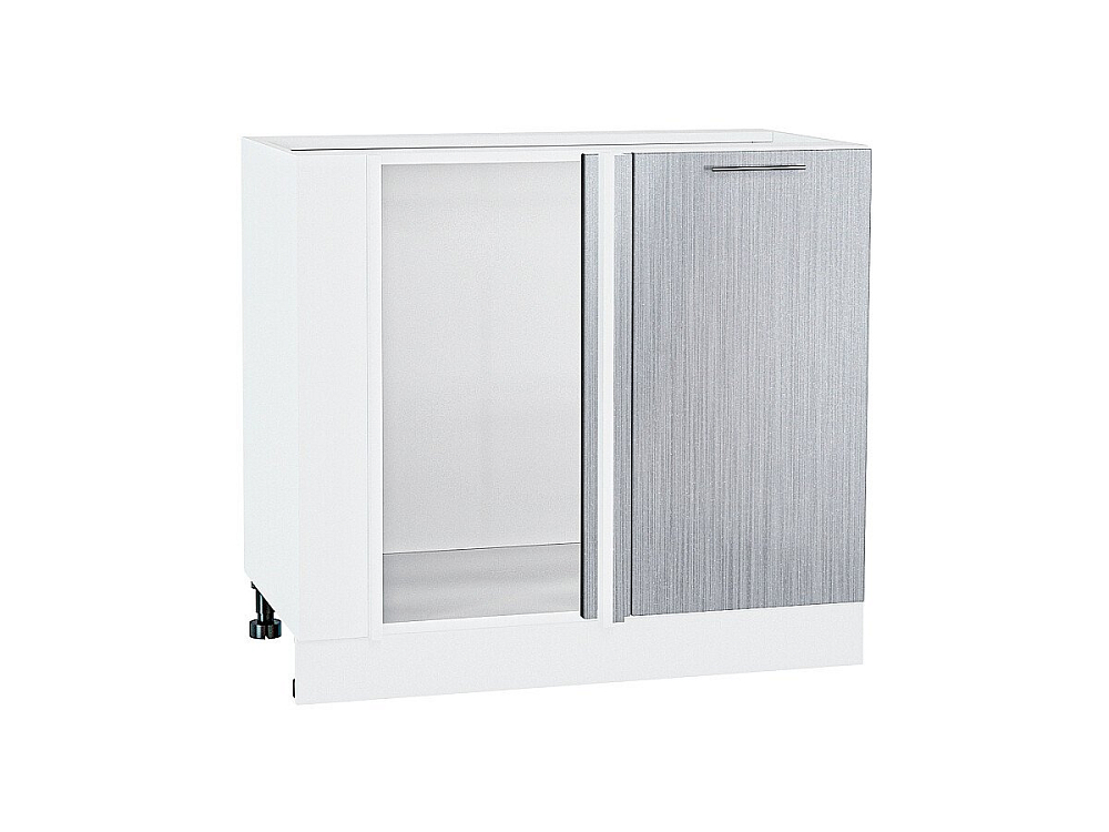 Шкаф нижний угловой Валерия-М НУ 990М (816х890х478) Белый/Серый металлик дождь светлый
