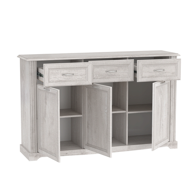 Тумба 32.13-01 Сохо бетон пайн белый/профиль бетон пайн белый патина/ДВПО белый