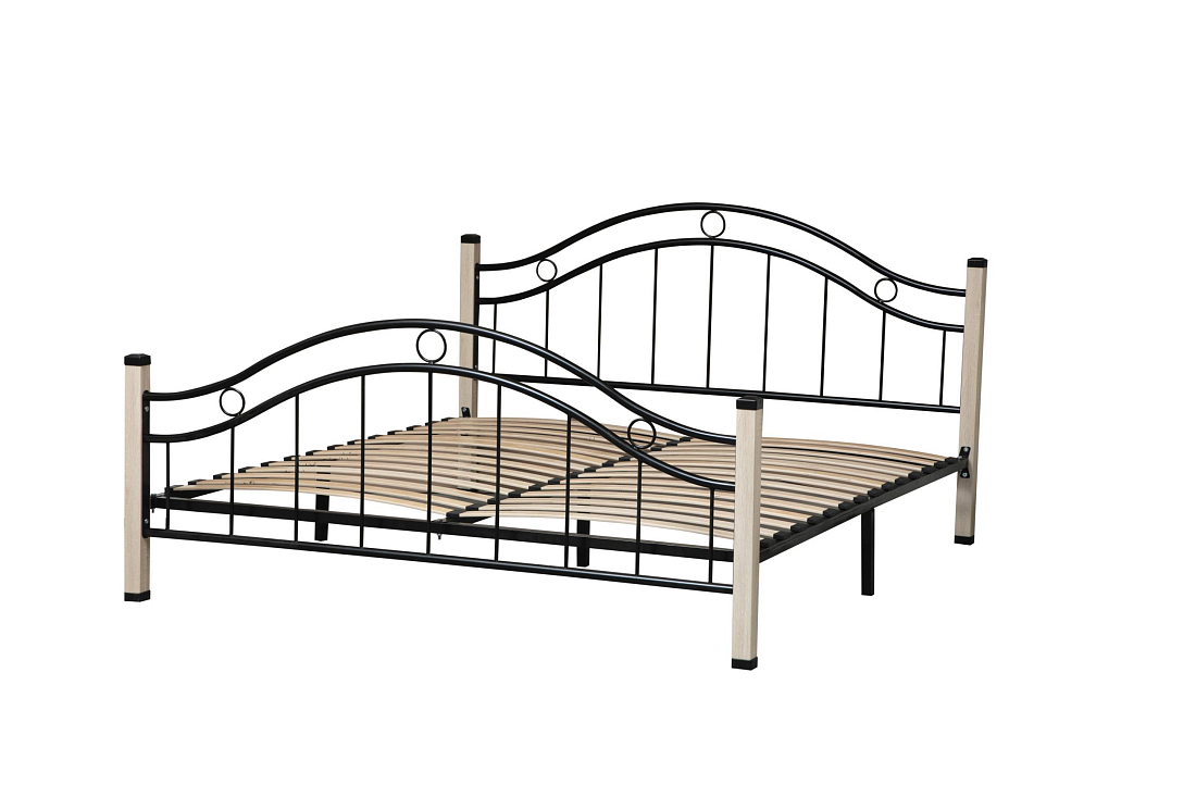 Кровать двухспальная Скарлетт (ш.1800) Металл черный / дуб сонома