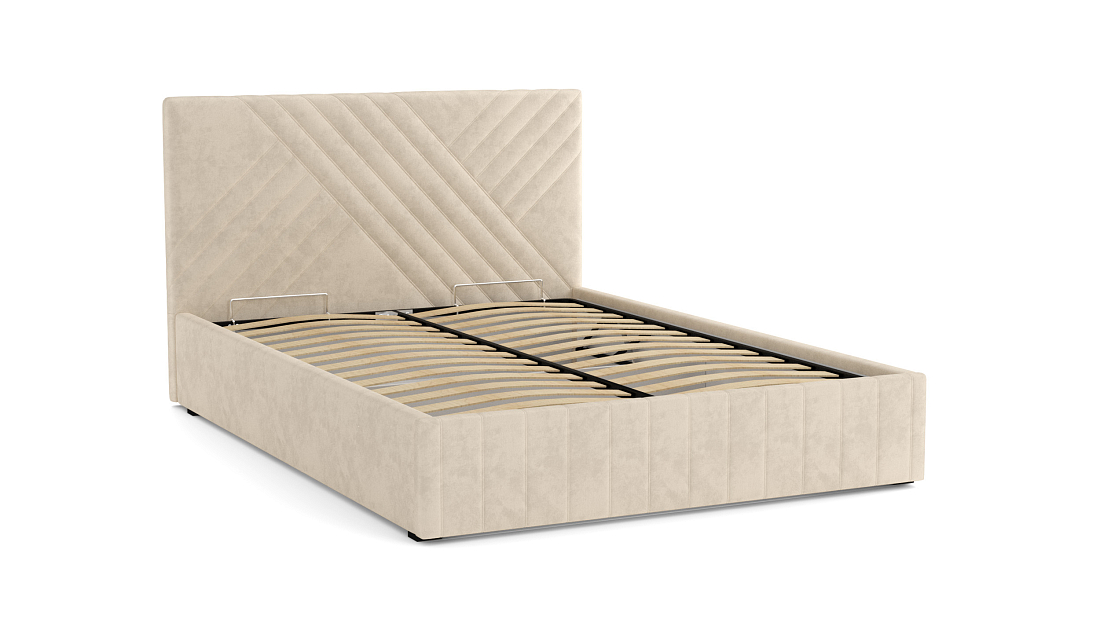 Кровать "Гамма" 1400 с подъемным мех. велюр тенерифе крем