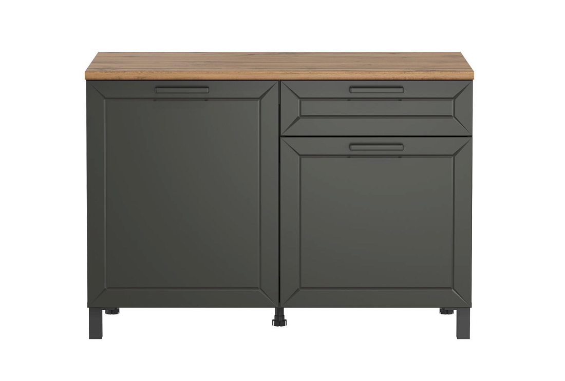 Шкаф Мадрид (1200) диамант серый/столешница дуб вотан/ДВПО белый/ПВХ графит