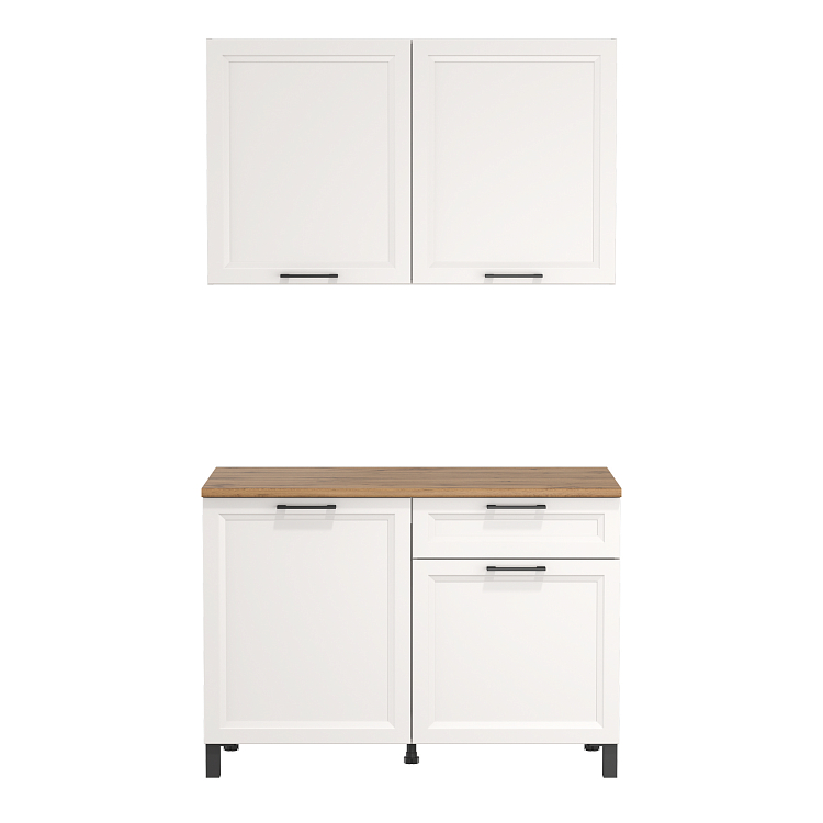 Шкаф навесной Римини (1200) белый/ДВПО белый/ПВХ белый О/профиль ПВХ белый О