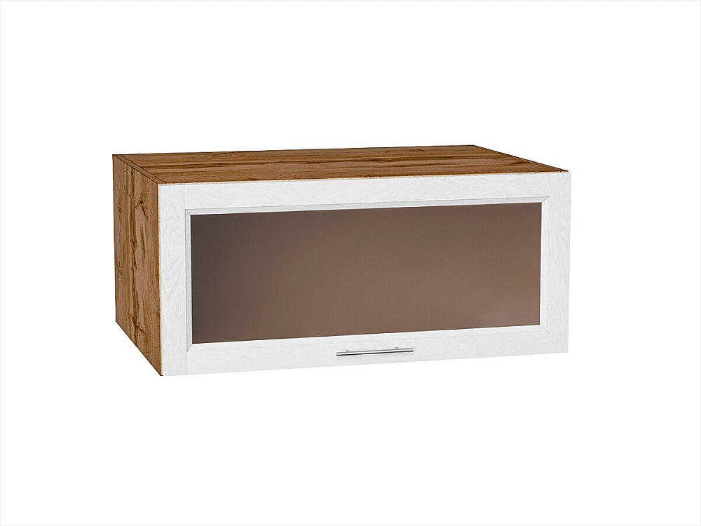 Шкаф верхний горизонтальный остекленный глубокий Сканди (358х800х576) Дуб Вотан/white softwood