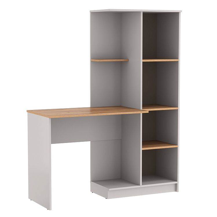 Стол письменный 89.15 Прайм (с полками левый) кашемир/дуб золотой